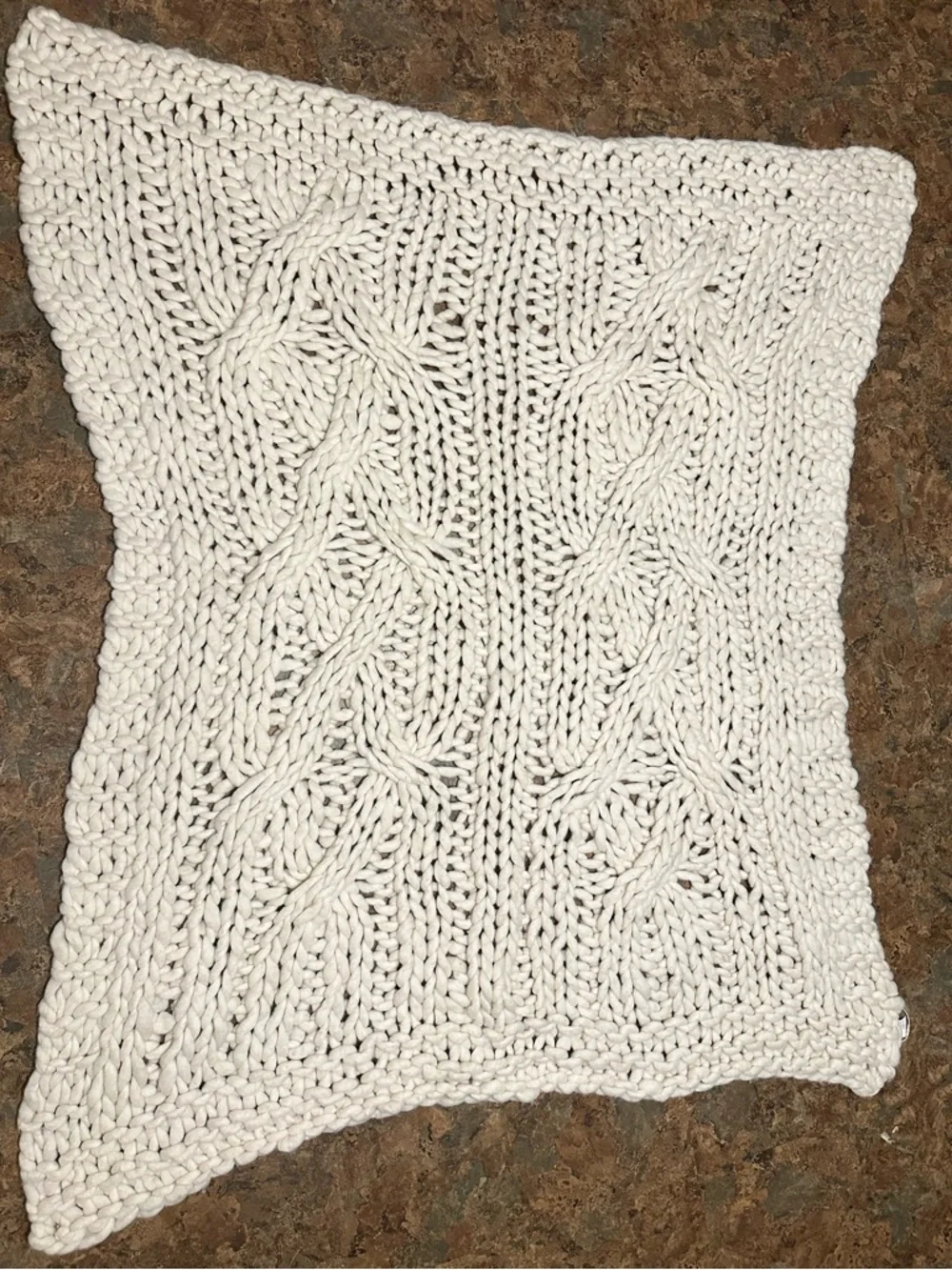 Ethan Allen Chunky Knit Throw Blanket in Ivory